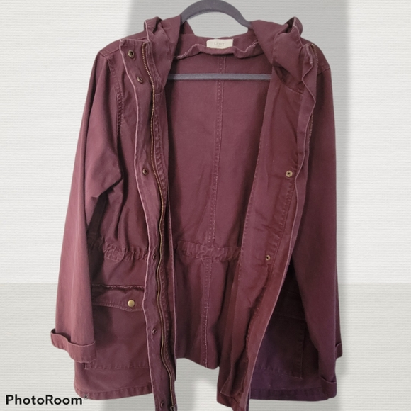 LOFT plum canvas fall/spring jacket - Picture 2 of 5